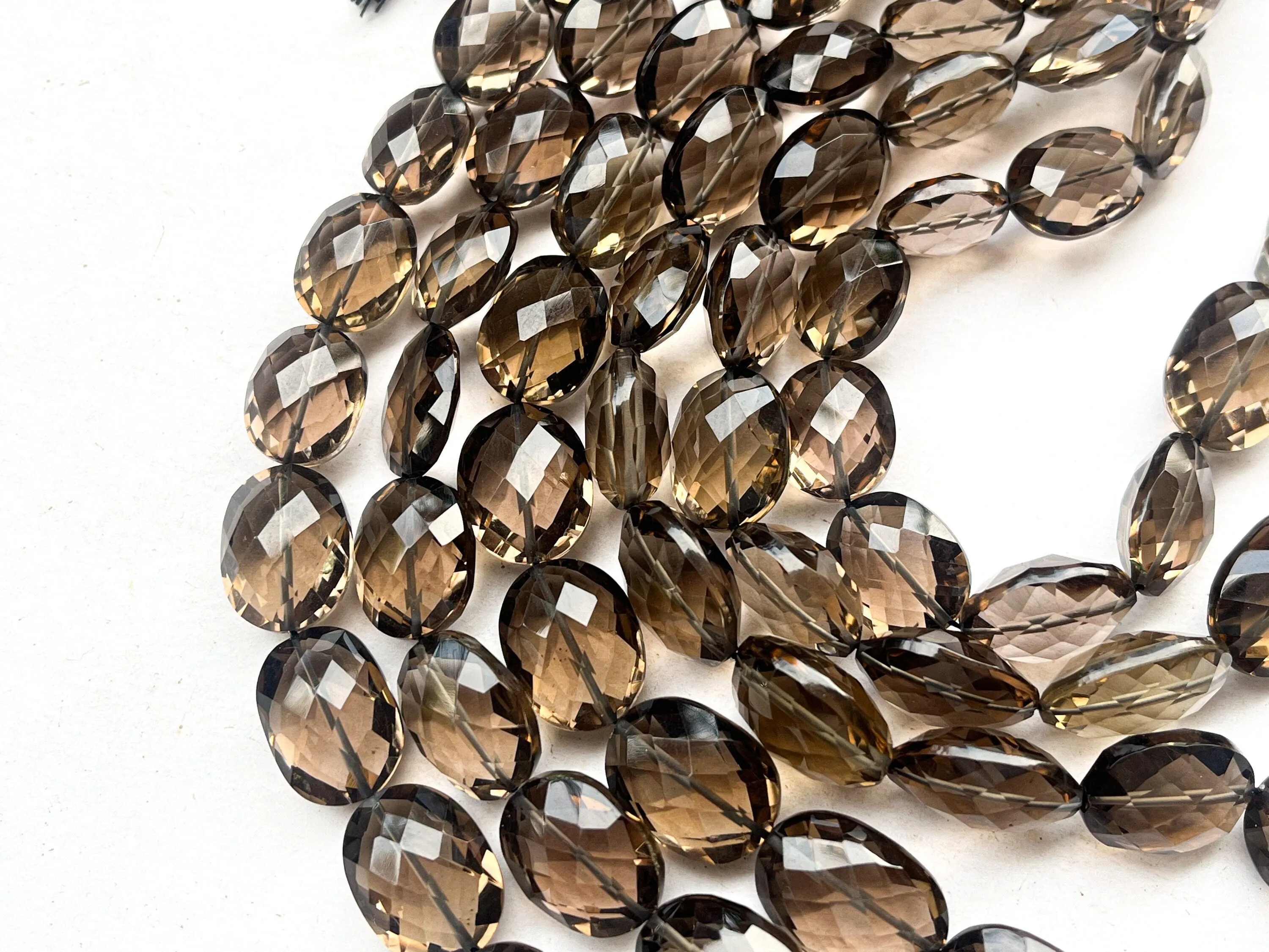 Natural Smoky Quartz faceted oval shape beads