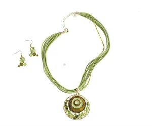 Neckware Gold Finish Olivine and Peridot Swarovski Crystals Enamel