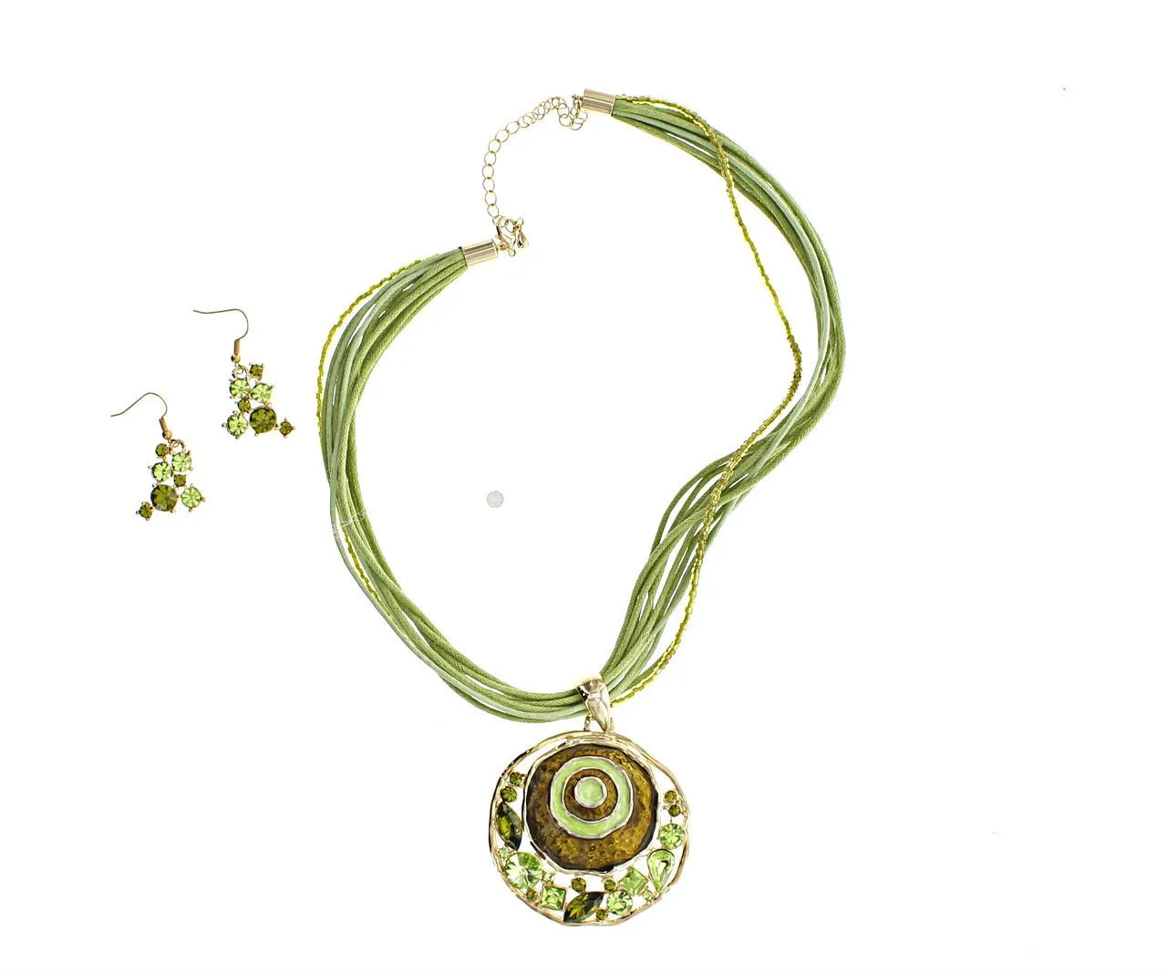 Neckware Gold Finish Olivine and Peridot Swarovski Crystals Enamel