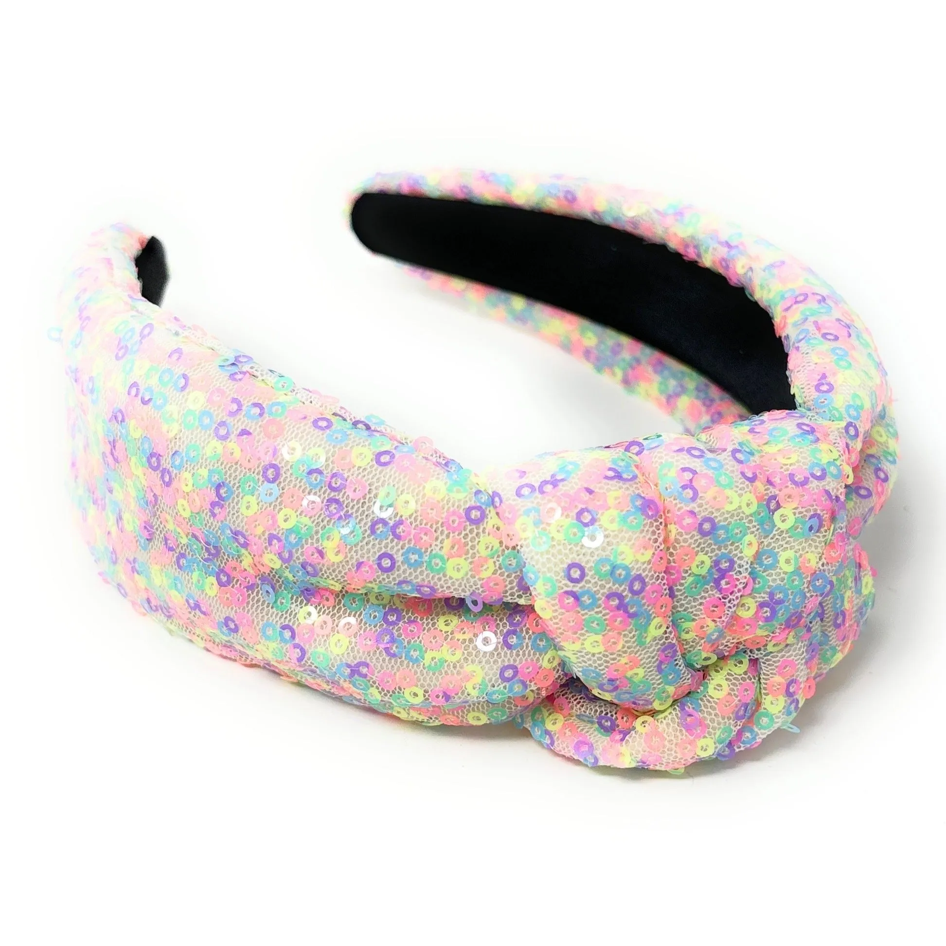 Neon Multicolor Sequin Padded Knot Headband