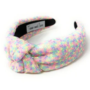 Neon Multicolor Sequin Padded Knot Headband