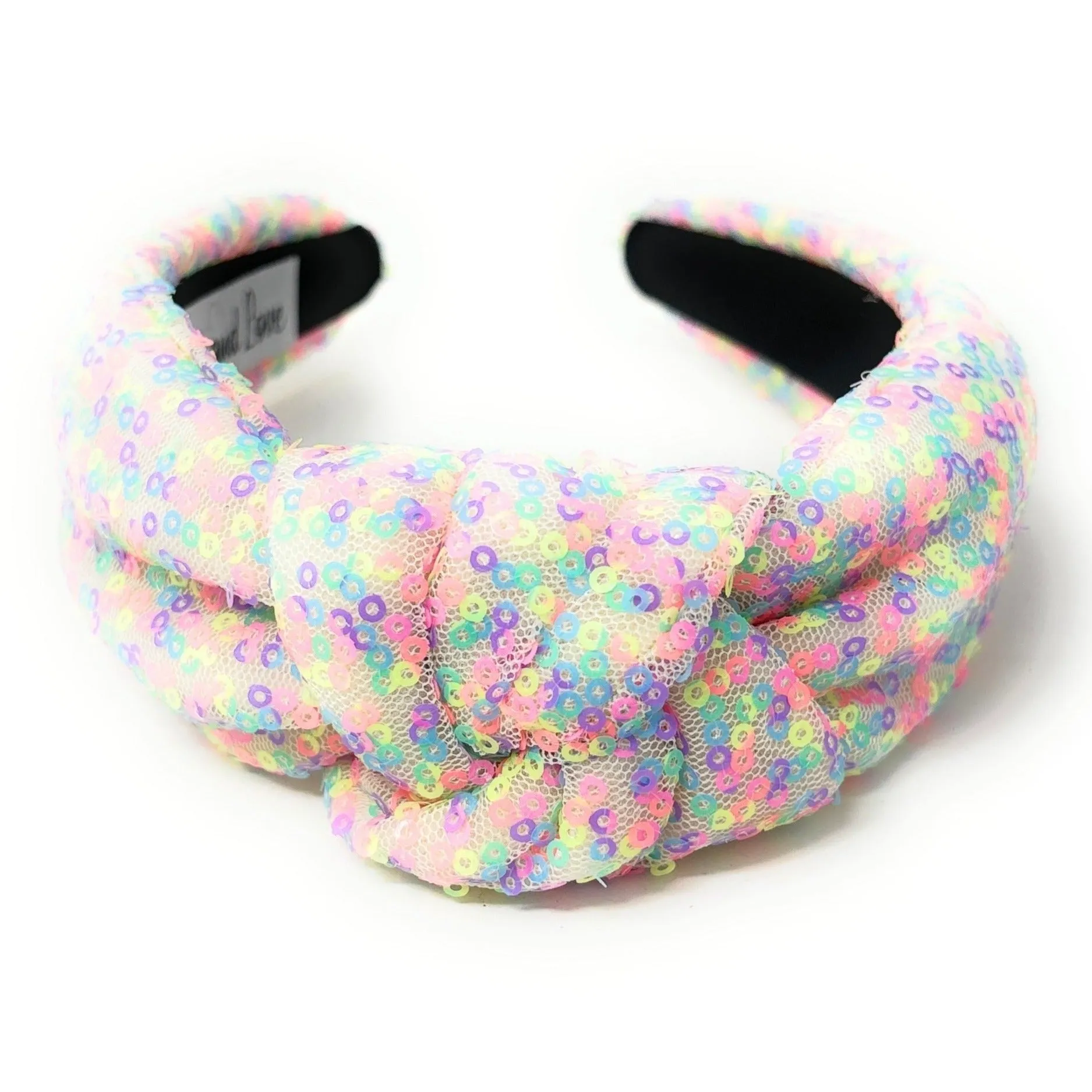 Neon Multicolor Sequin Padded Knot Headband