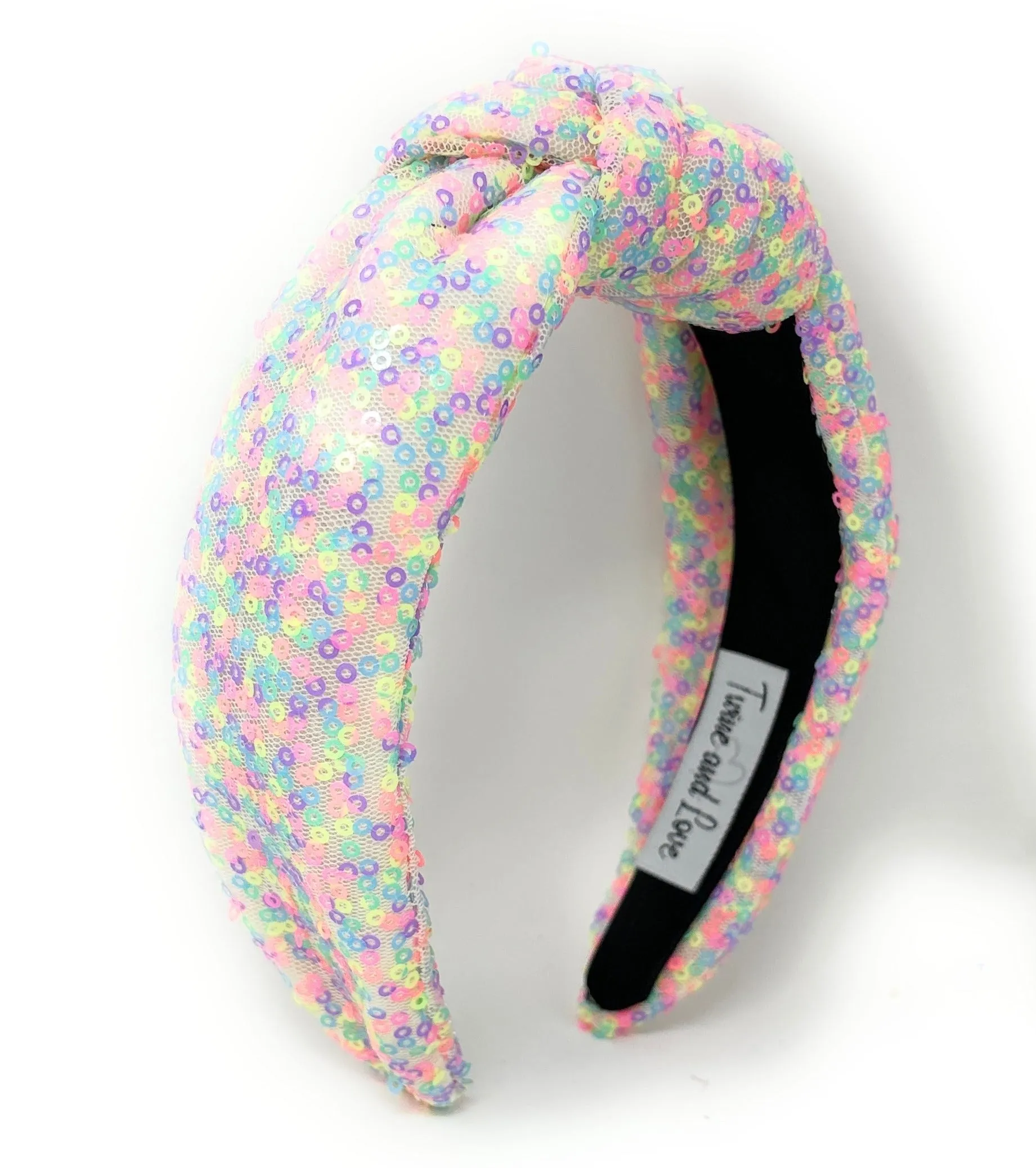Neon Multicolor Sequin Padded Knot Headband