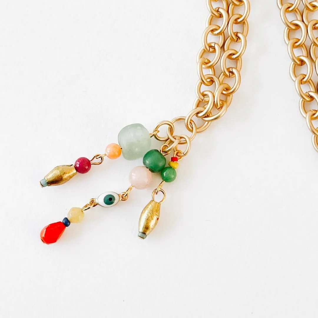 Nest Pretty Things| Thick Gold Chain Charm Necklace With Beads: 16"