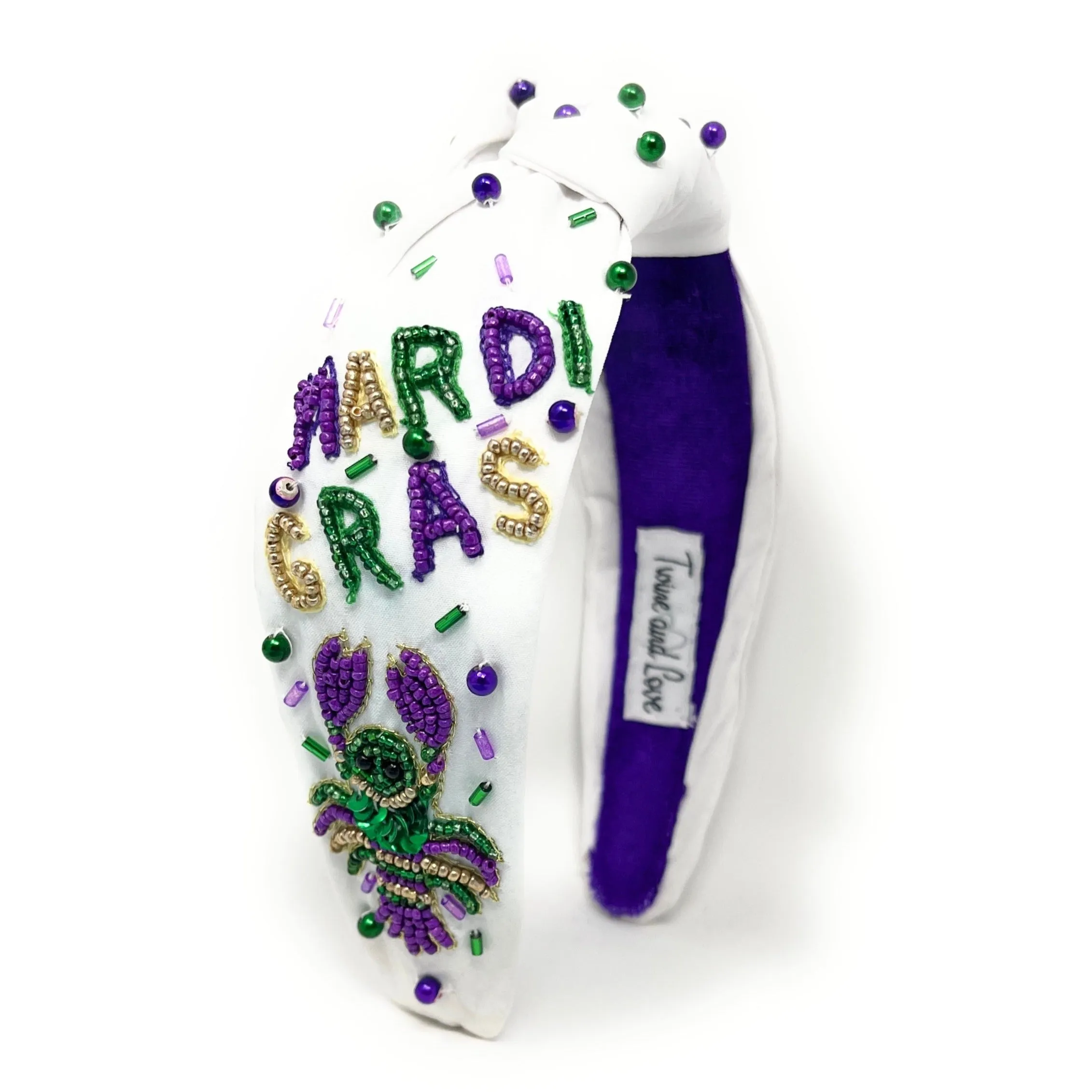 New! Hand Beaded Mardi Gras Knot Headband