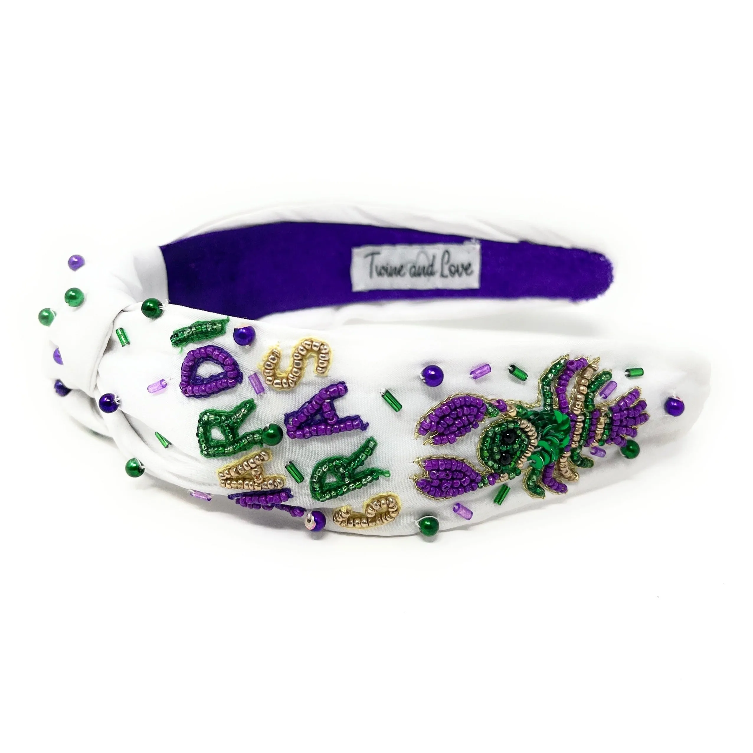 New! Hand Beaded Mardi Gras Knot Headband