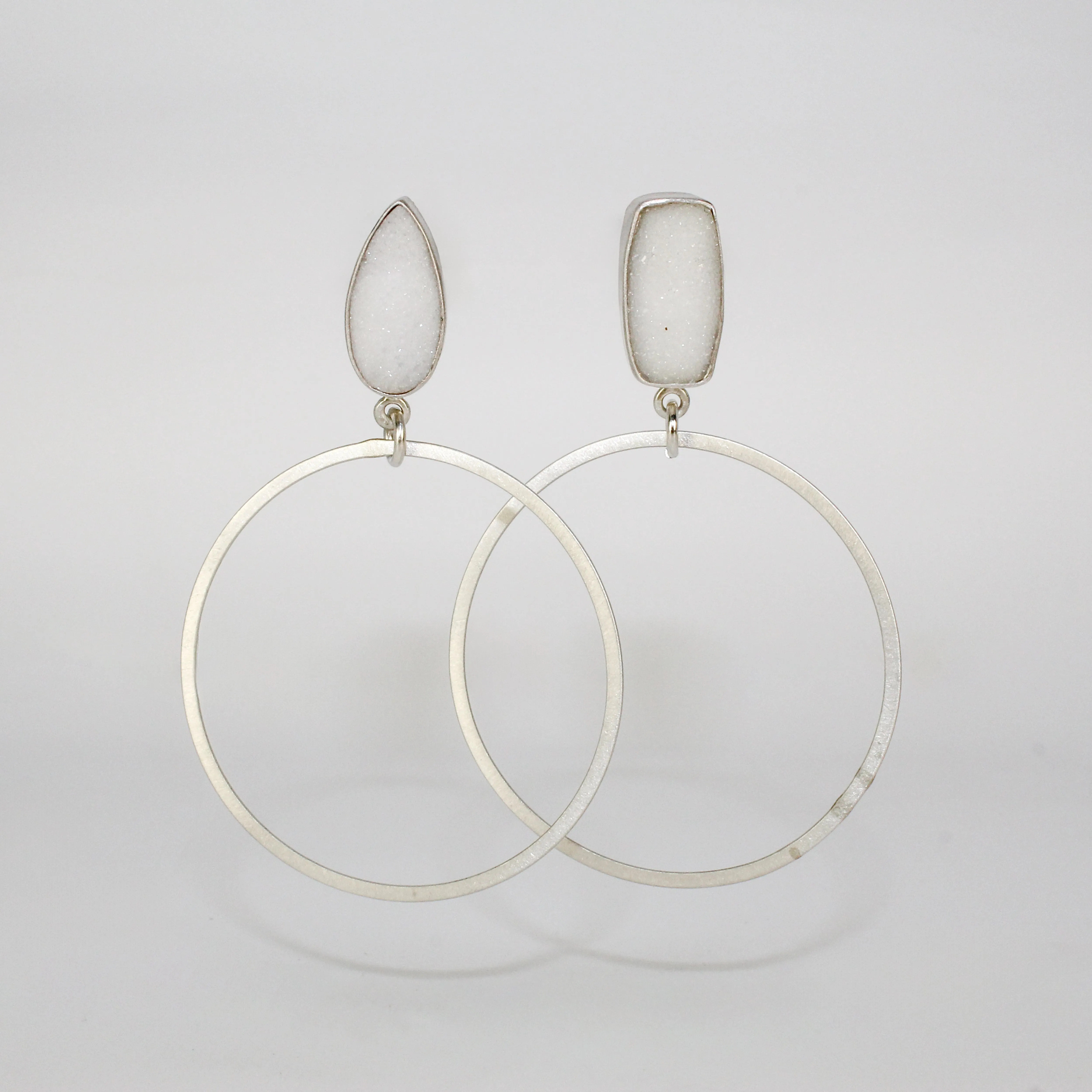 NEW! White Teardrop Druzy Earrings by Rina Young