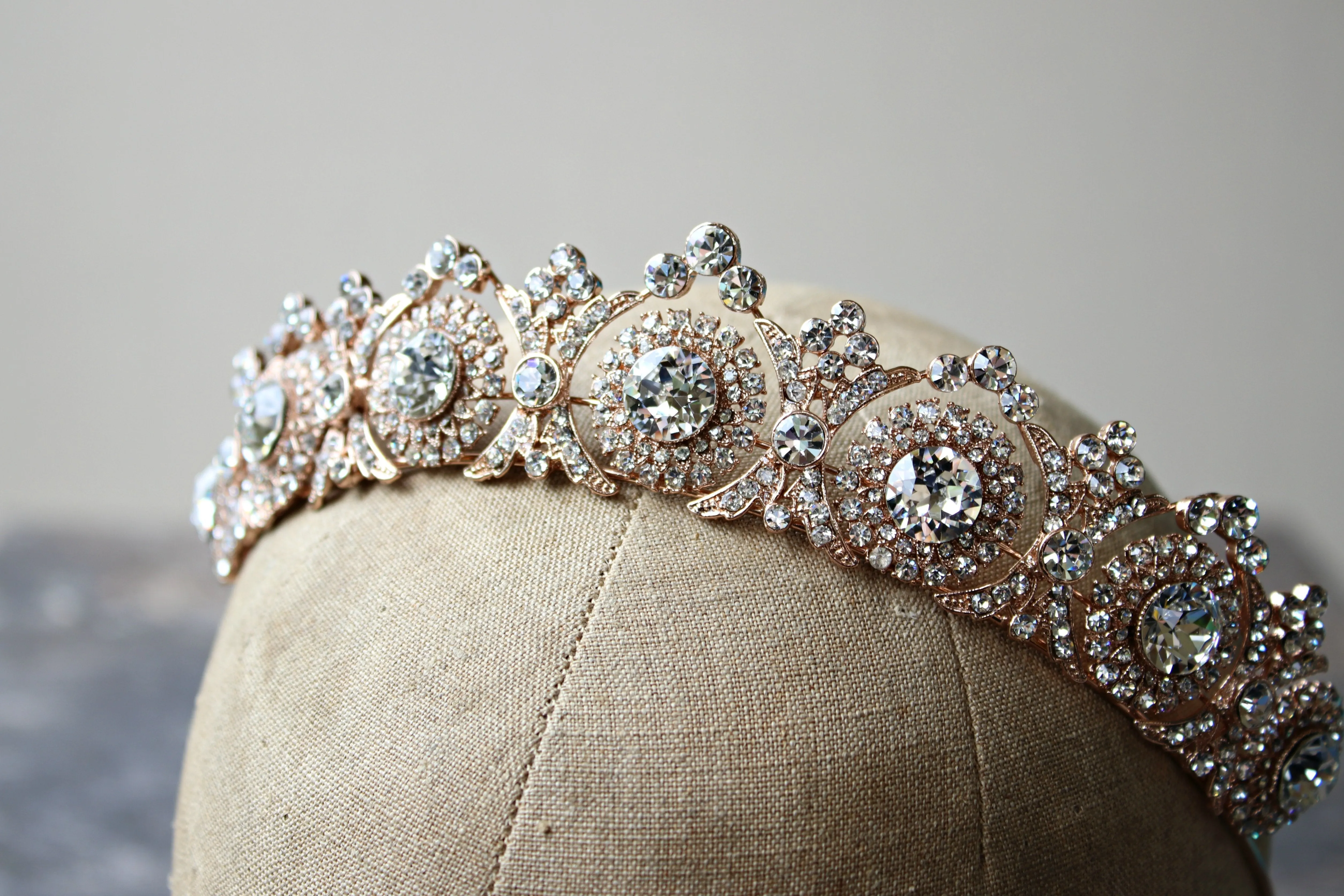 NOBLESSE Rose Gold Swarovski Crystal Wedding Tiara