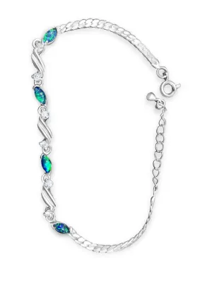 One Sterling Silver Opal triplet bracelet