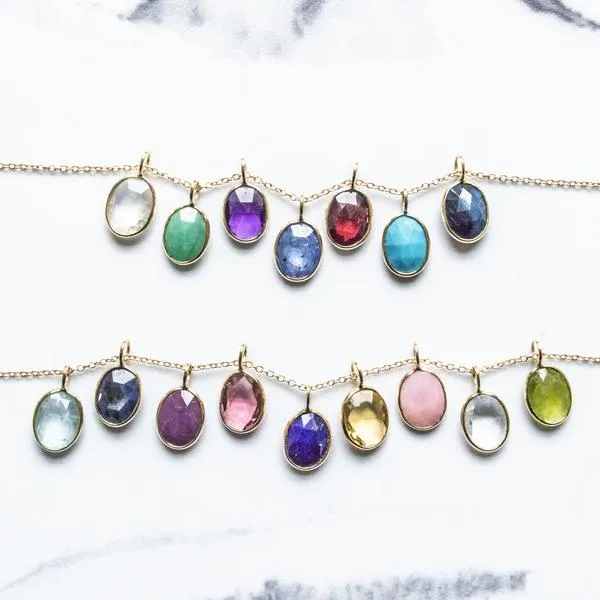 Organic Set Gemstone Charm Necklace