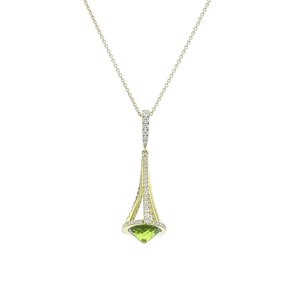 Pastel Diamond Chandelier Peridot Necklace