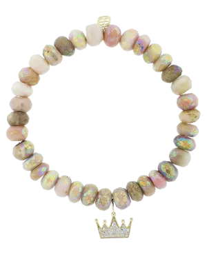 Pave Diamond Crown Charm Bracelet