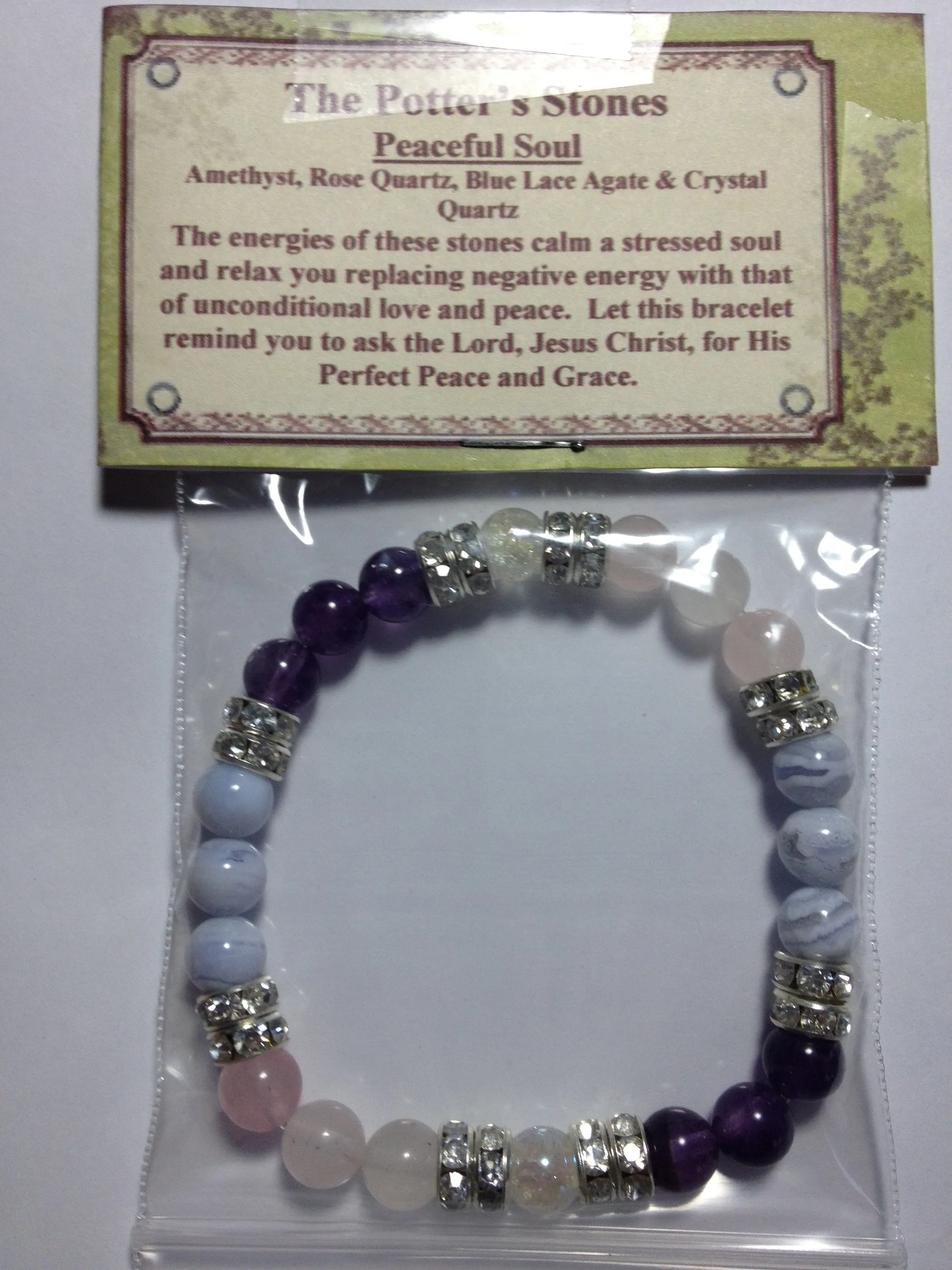 Peaceful Soul: Rose Quartz, Amethyst, Blue Lace Agate & Crystal Quartz Beaded Stretch Energy Bracelet