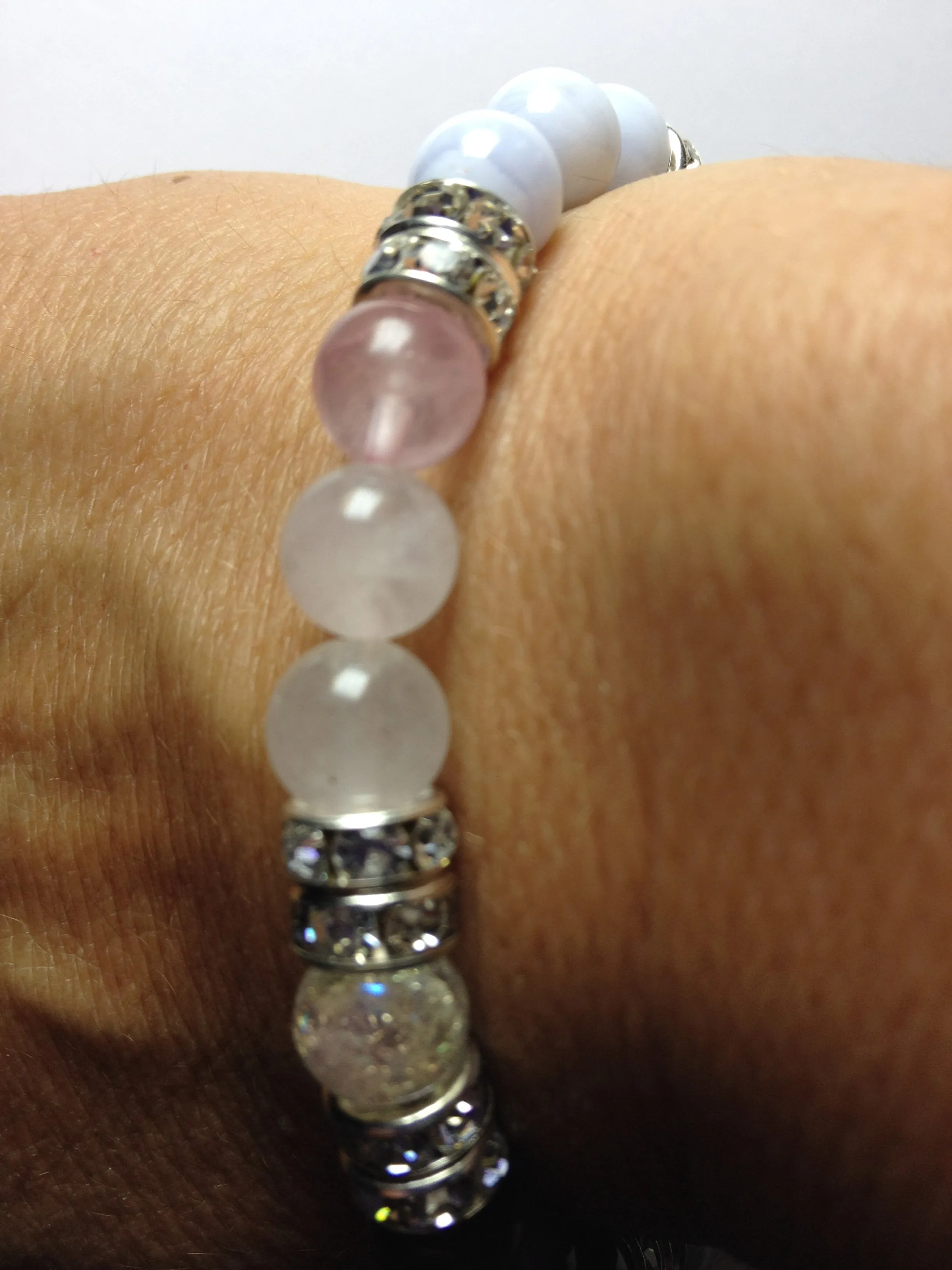 Peaceful Soul: Rose Quartz, Amethyst, Blue Lace Agate & Crystal Quartz Beaded Stretch Energy Bracelet