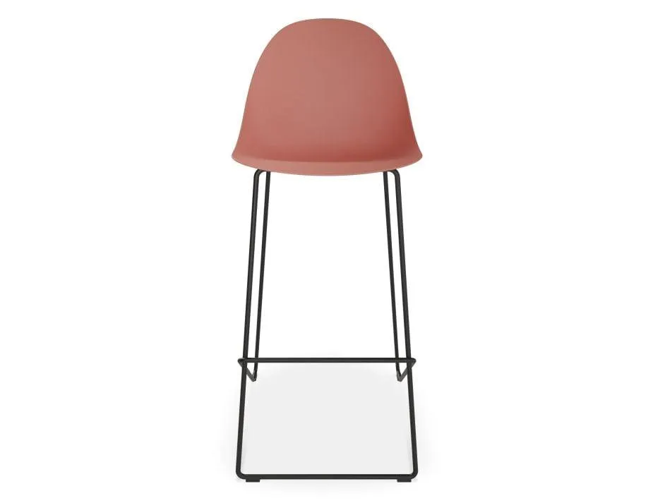 Pebble Coral Stool Shell Seat - Bar Stool 75cm Seat - White Base