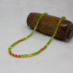 Peridot and Carnelian Forrest Beaded Necklace