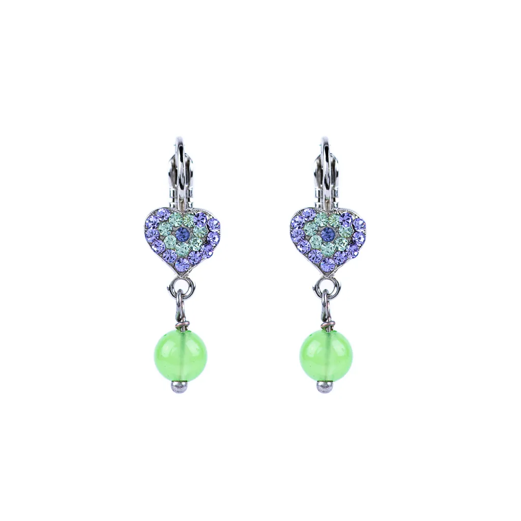 Petite Heart Dangle Leverback Earrings in "Matcha" *Preorder*