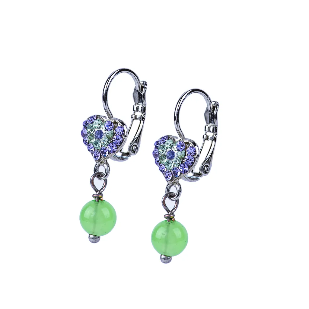 Petite Heart Dangle Leverback Earrings in "Matcha" *Preorder*