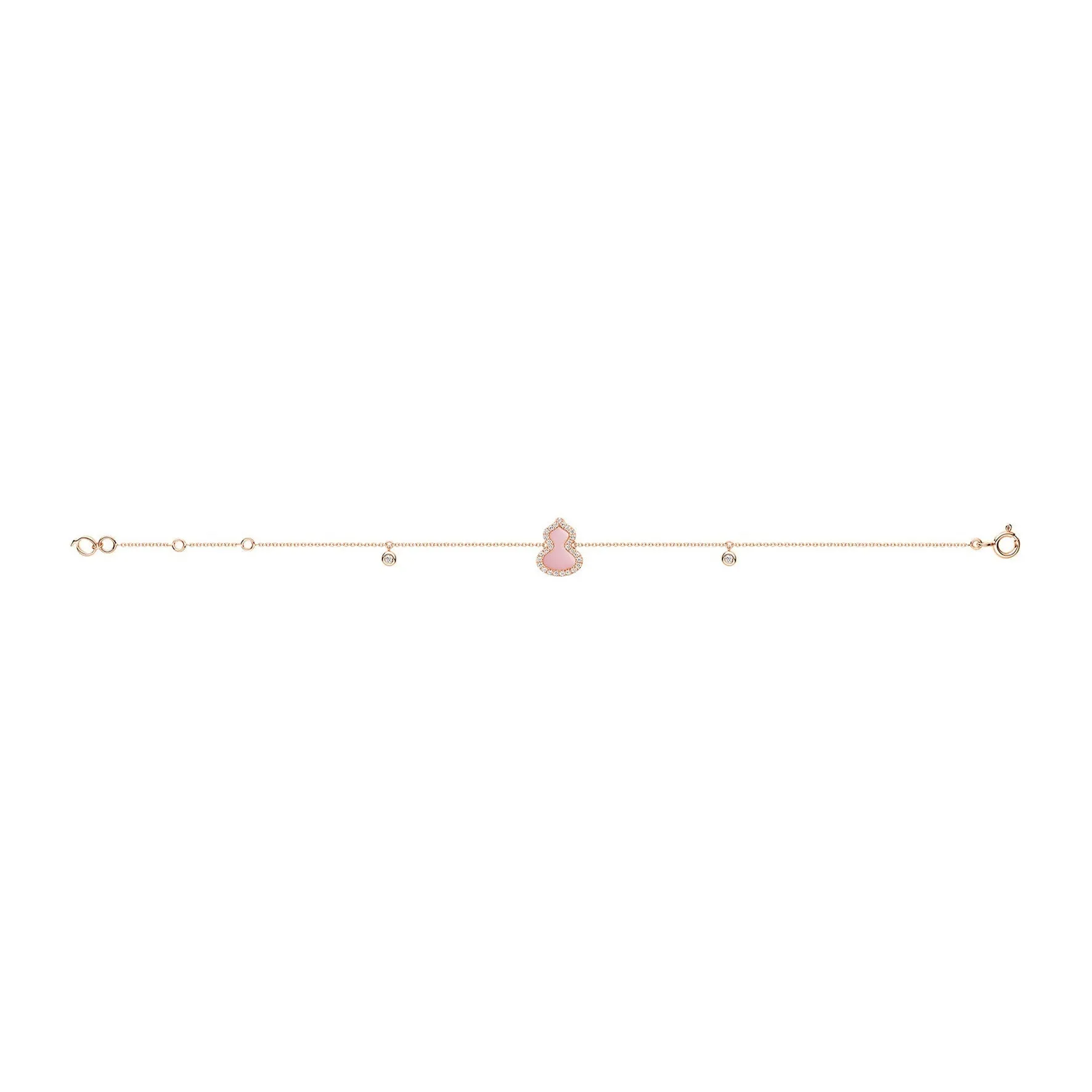 Petite Wulu bracelet in 18K rose gold with diamonds and pink opal