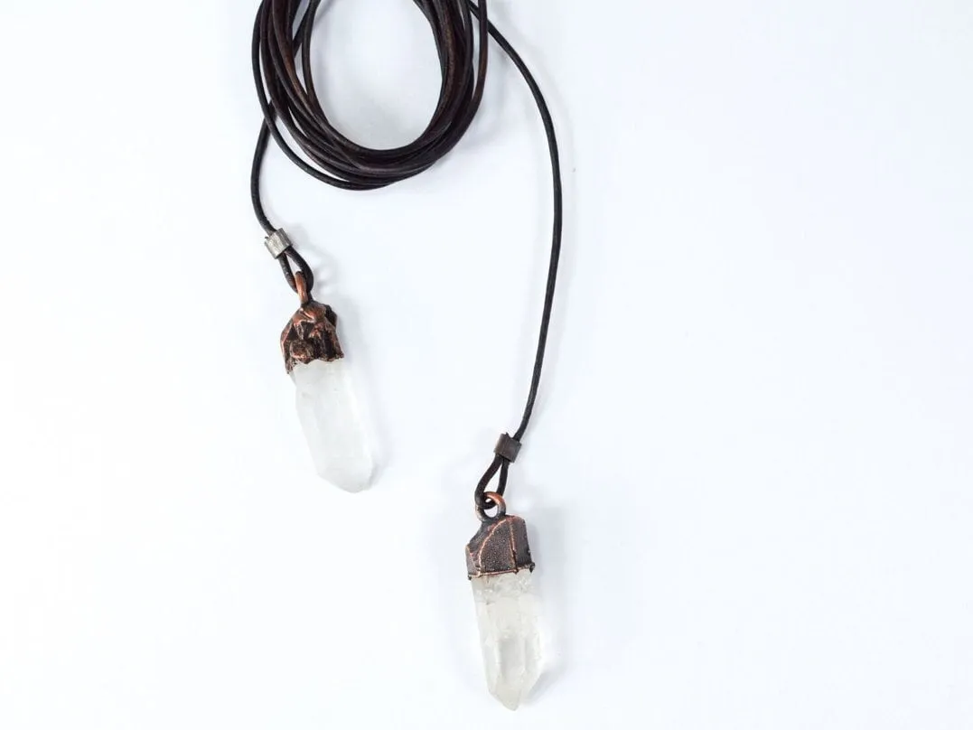 Quartz Lariat | Leather Lariat Necklace