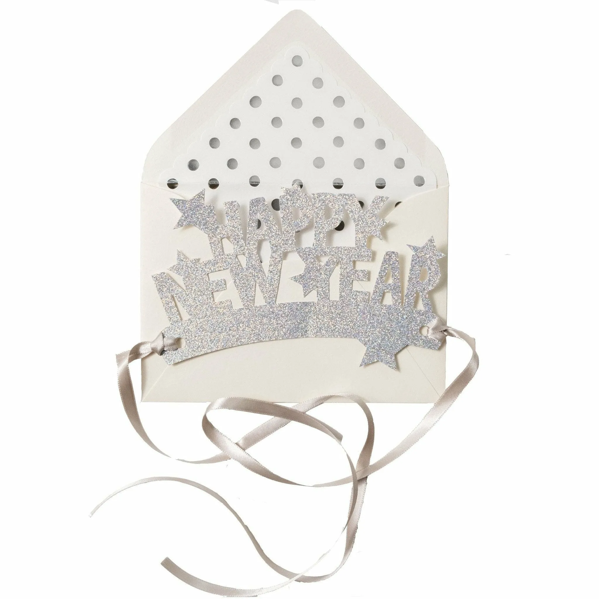 "Happy New Year" Starry Metallic Silver Wearable Paper Crown