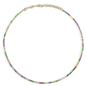 Rainbow Sapphire Tennis Necklace