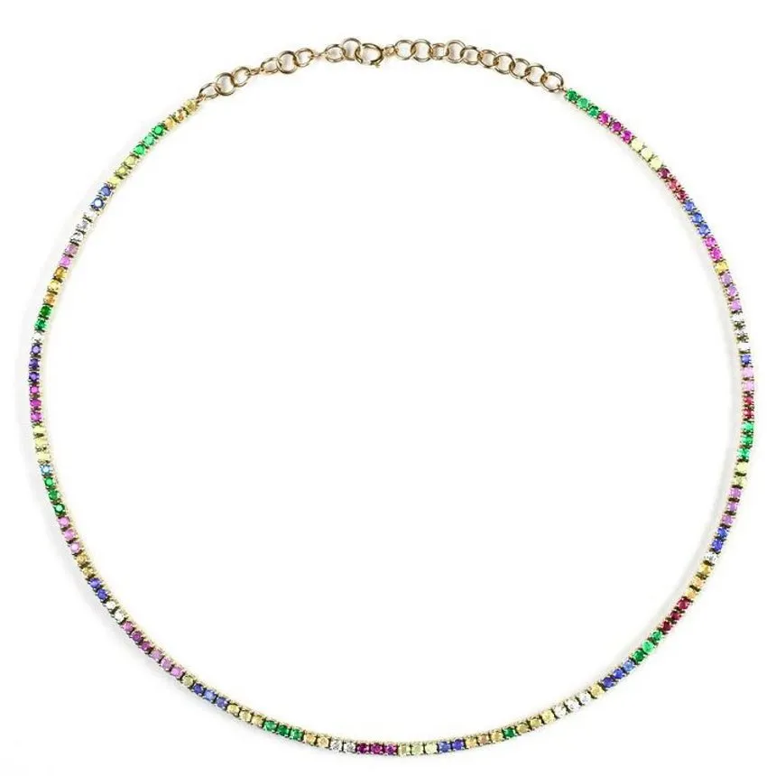 Rainbow Sapphire Tennis Necklace