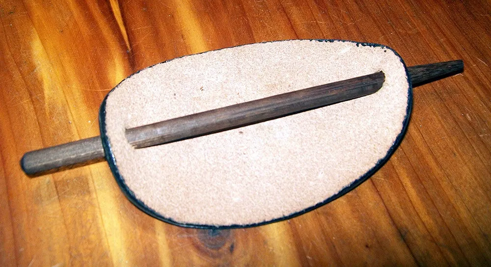 Retro Leather Hair Slide with Wooden Stick