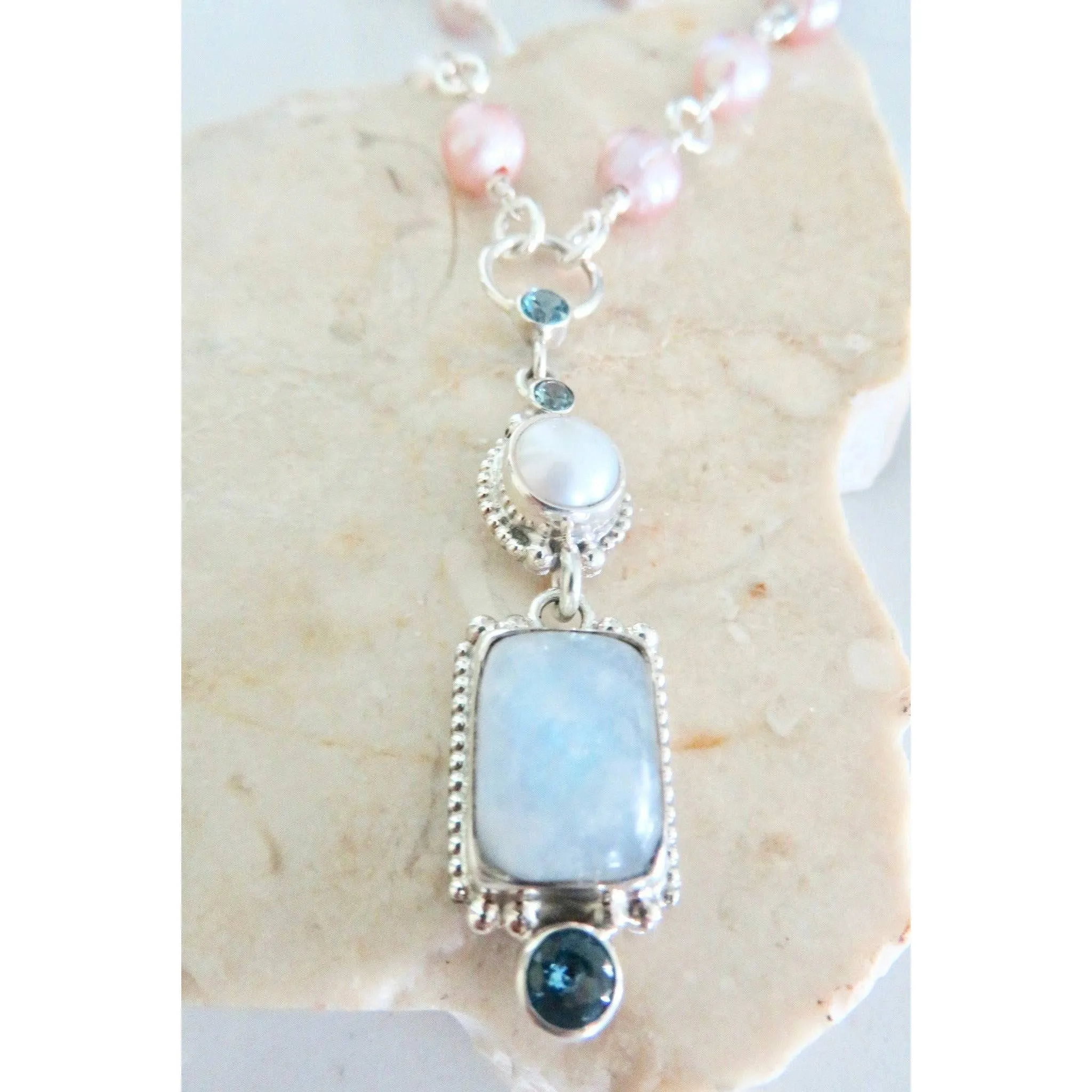 REVE Moonstone and Pearl Cabachon Pendant