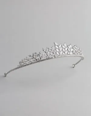 Rhodium Cubic Zirconia Navette Stone Tiara