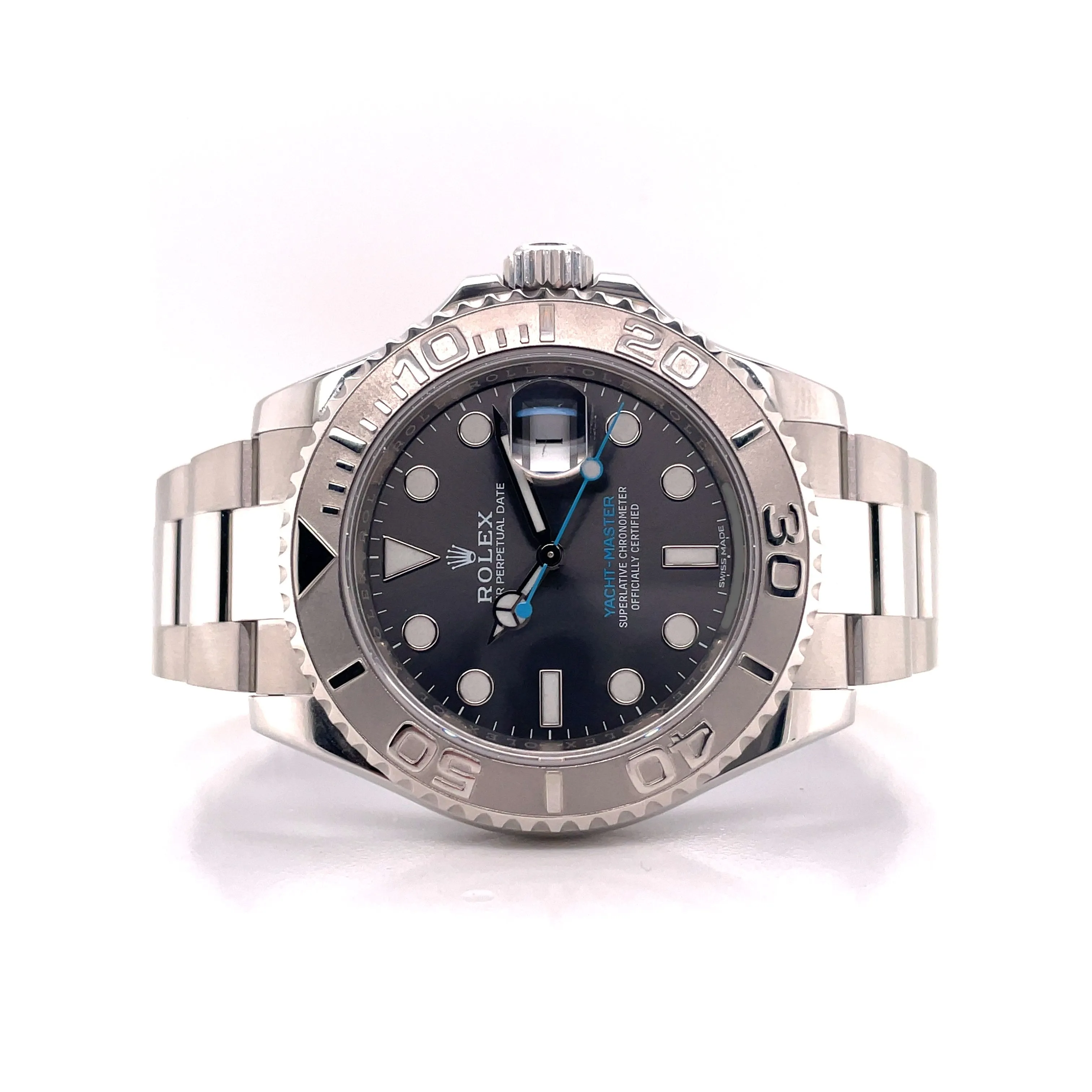 Rolex Yacht Master Dark Rhodium Dial Platinum Bezel Steel on Bracelet 116622 MINT