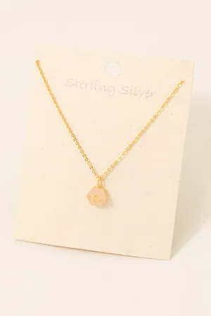 Rose Quartz Crescent Moon Sterling Silver Necklace