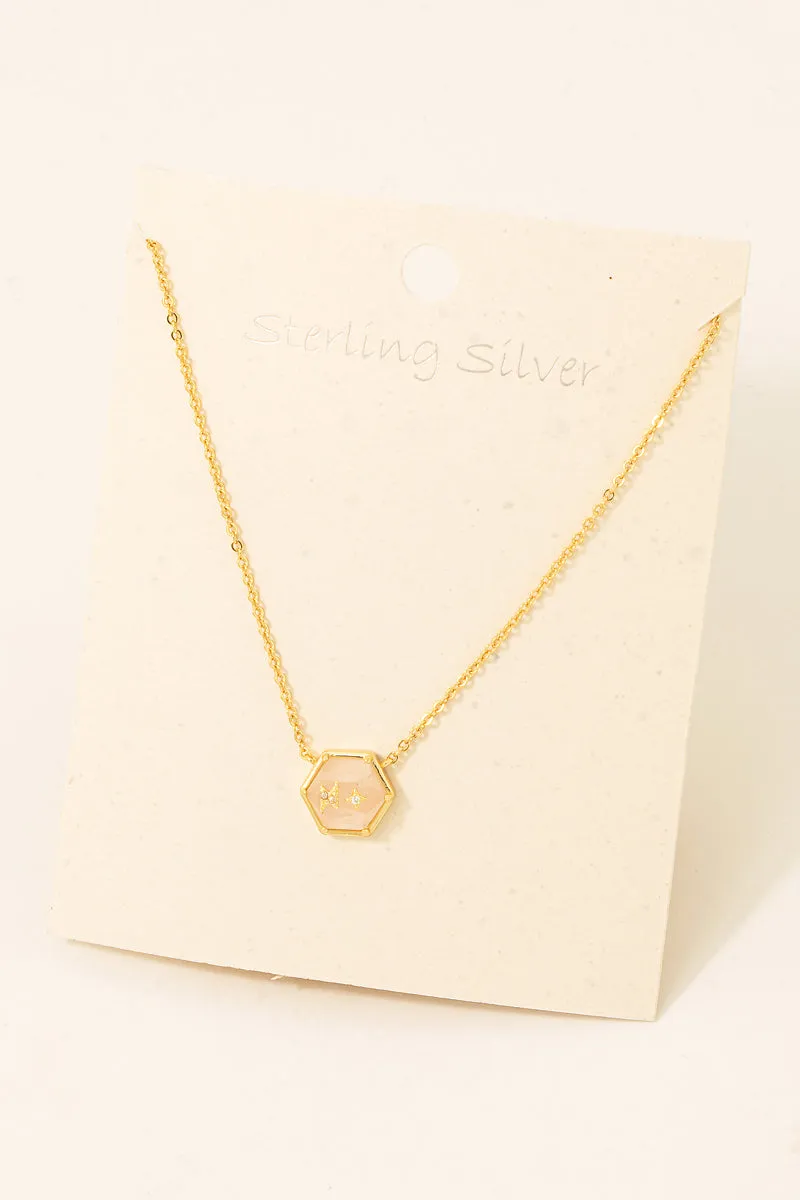 Rose Quartz Lightning Bolt Sterling Silver Pendant