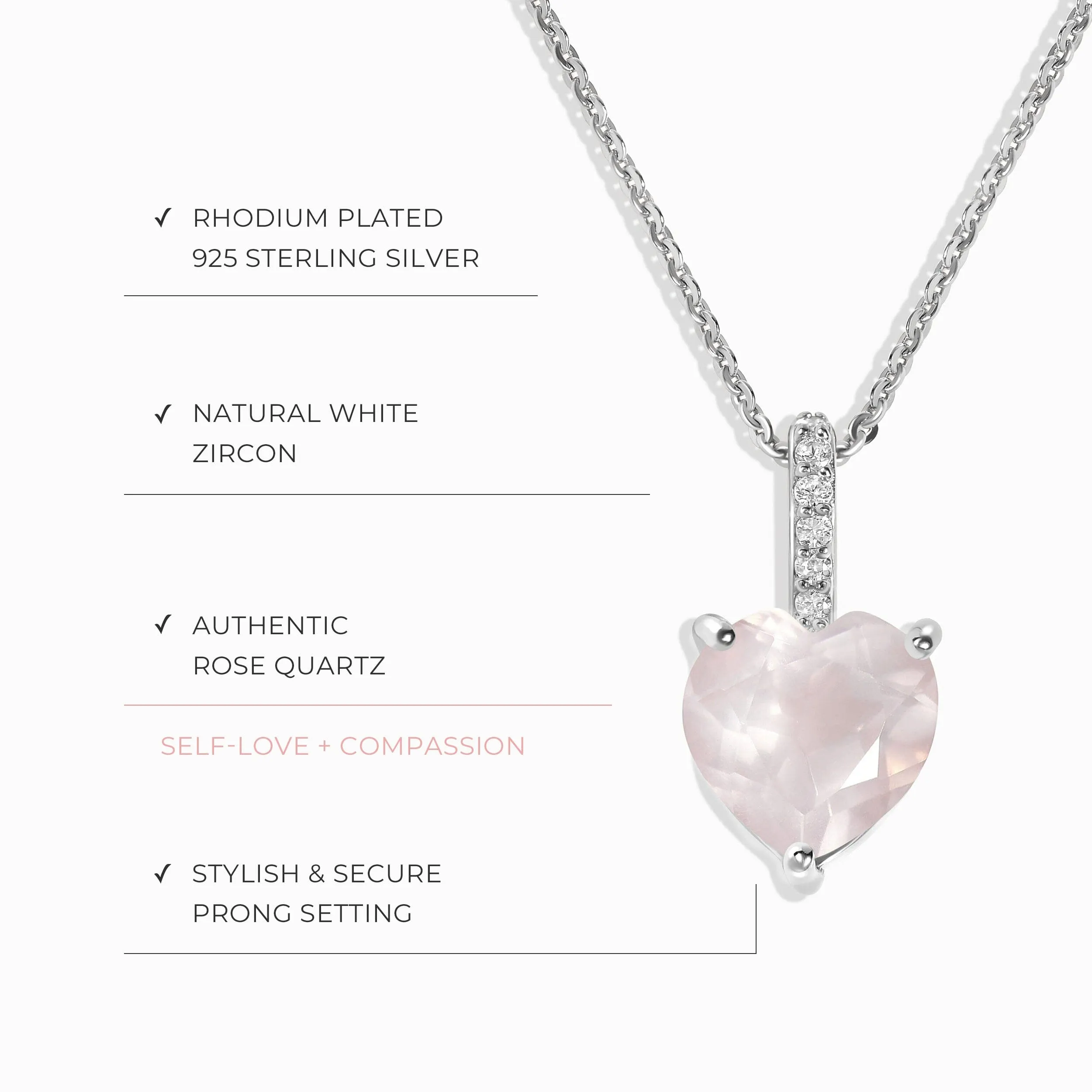 Rose Quartz Necklace - By Your Side