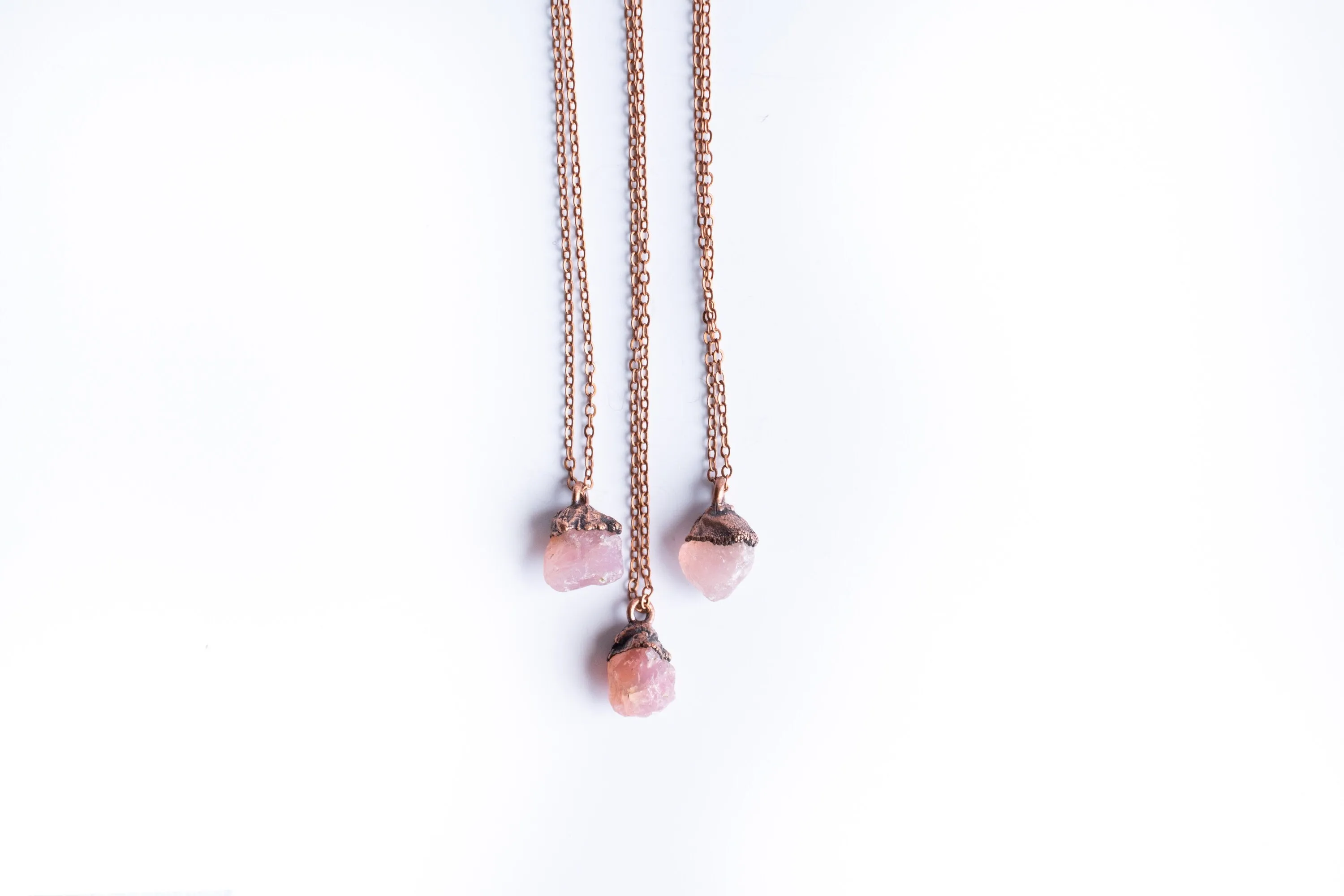 Rose quartz necklace | Electroformed crystal necklace