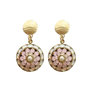 Rosette Drops - Pink Opal Swarovski Crystal