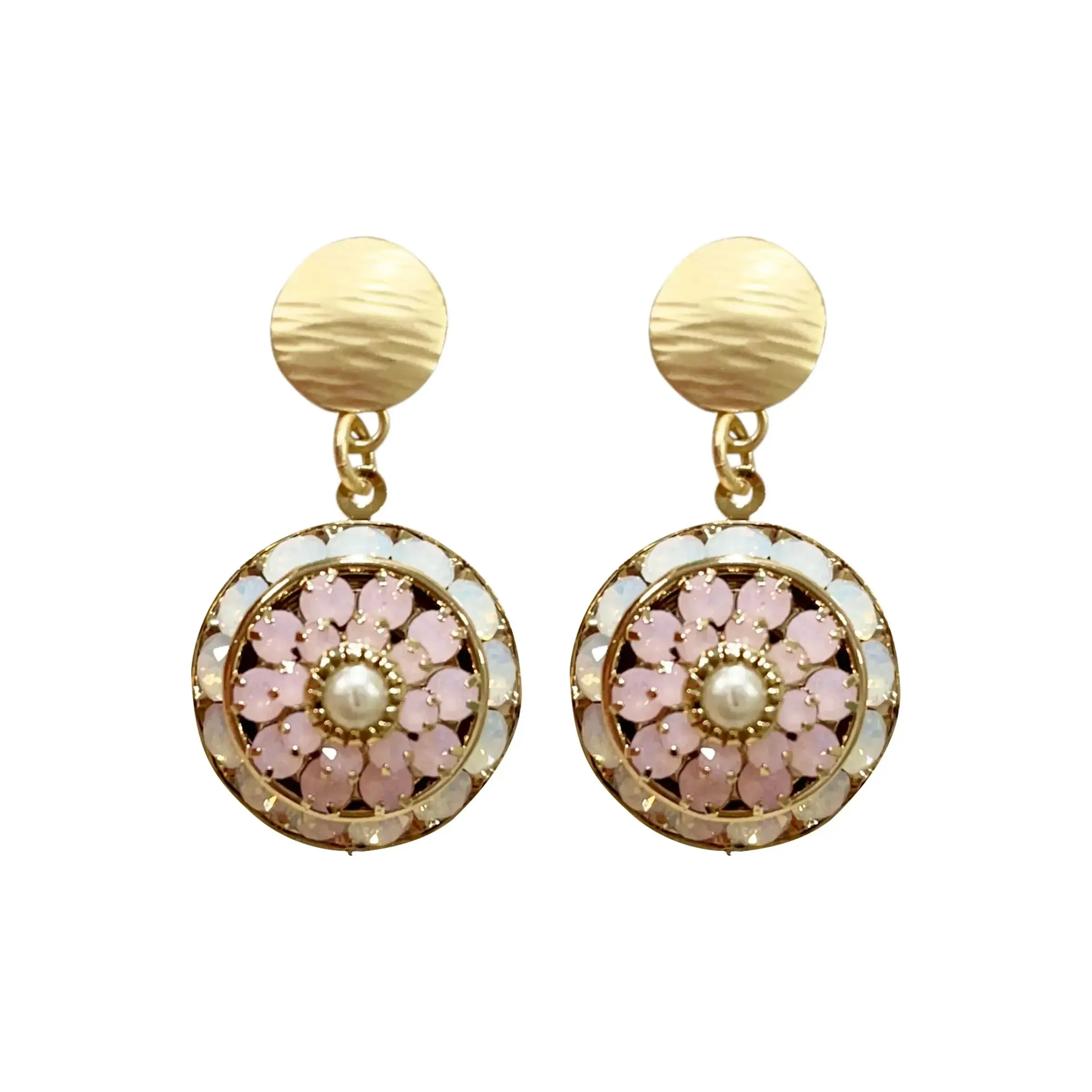 Rosette Drops - Pink Opal Swarovski Crystal