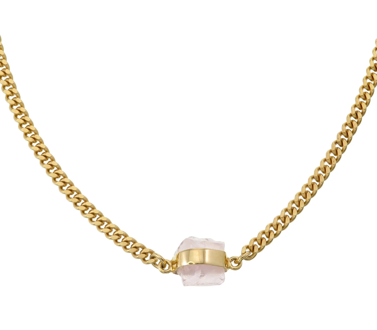 ROUGH GEM NECKLACE - ROSE QUARTZ - GOLD