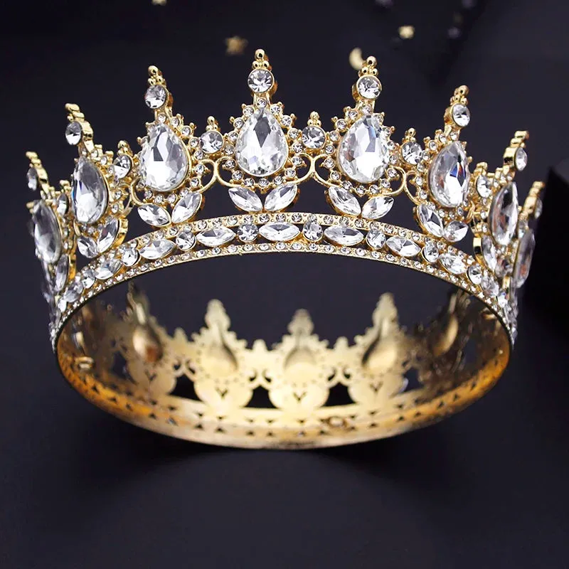 Round Royal Queen King Full Round Crown Party Costume Accessory