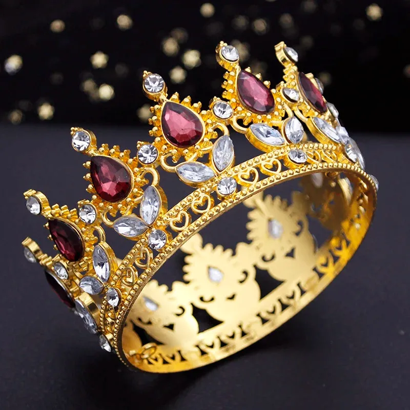 Round Royal Queen King Full Round Crown Party Costume Accessory