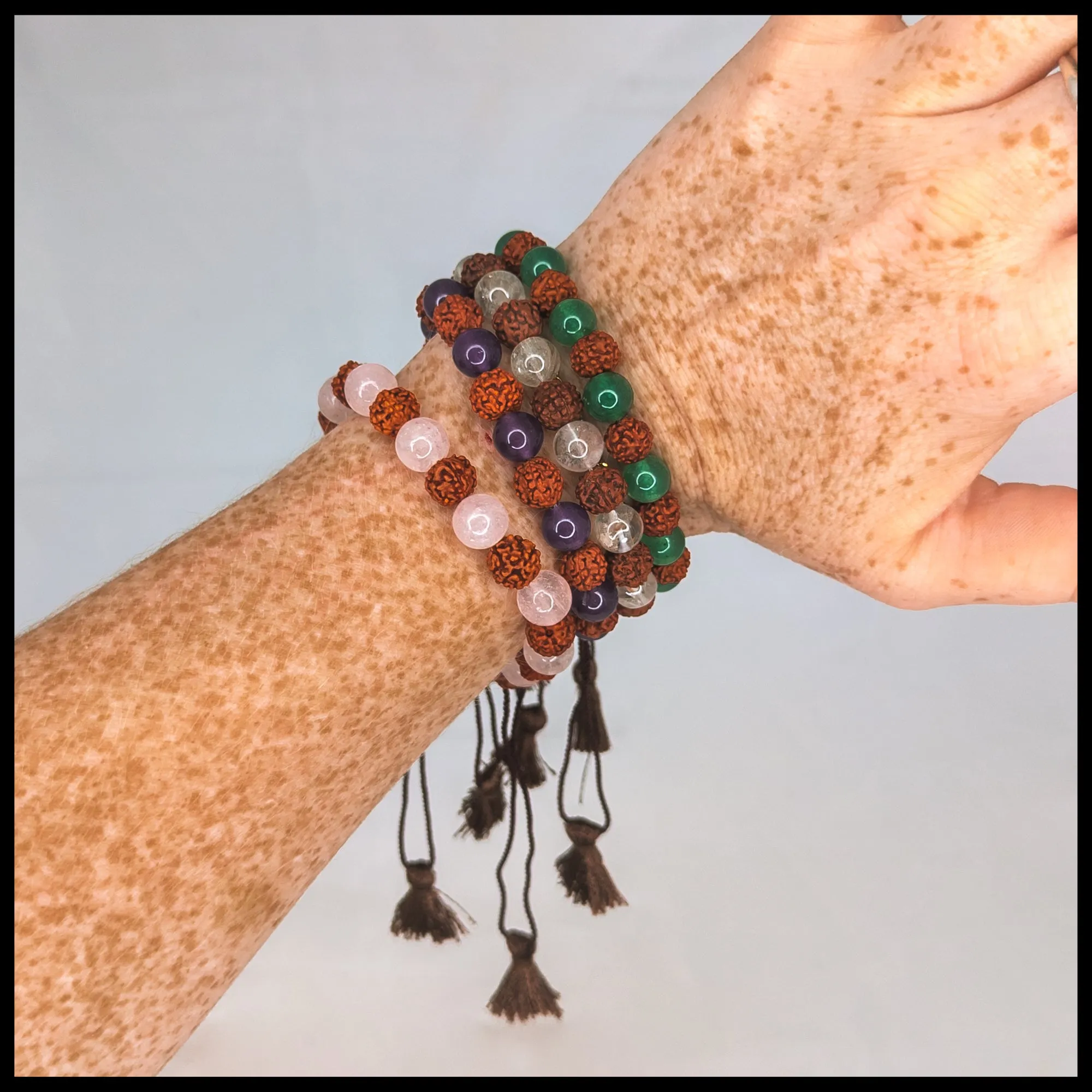 Rudraksha and Amethyst Bracelet