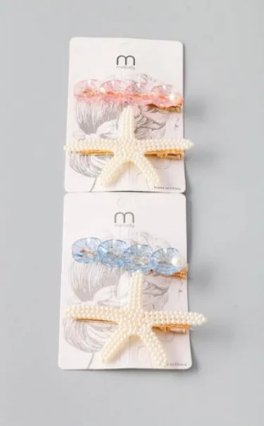 Sea life Mermaid Hair Barrette Clip Set