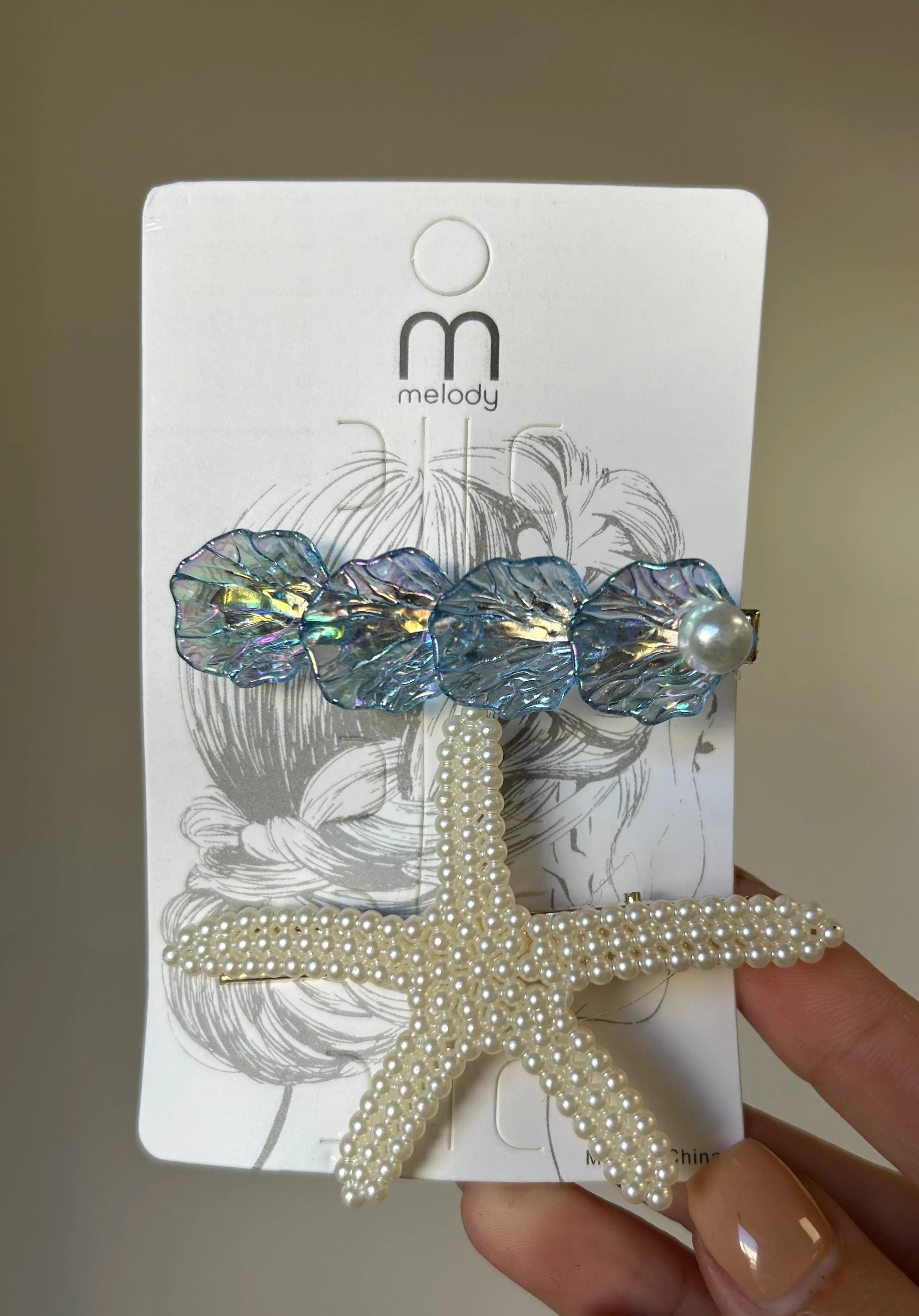 Sea life Mermaid Hair Barrette Clip Set