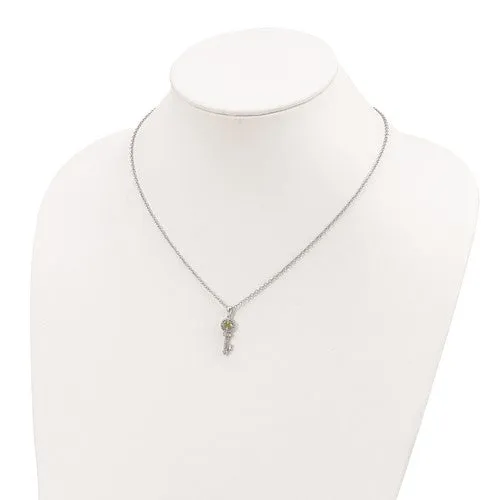 Shey Couture Sterling Silver & 14K Gold Peridot And Diamond Key Necklace