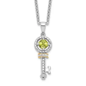 Shey Couture Sterling Silver & 14K Gold Peridot And Diamond Key Necklace