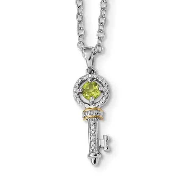 Shey Couture Sterling Silver & 14K Gold Peridot And Diamond Key Necklace