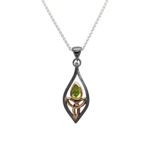 Silver and 10k Rose Gold Guardian Angel Pendant - Small- Peridot