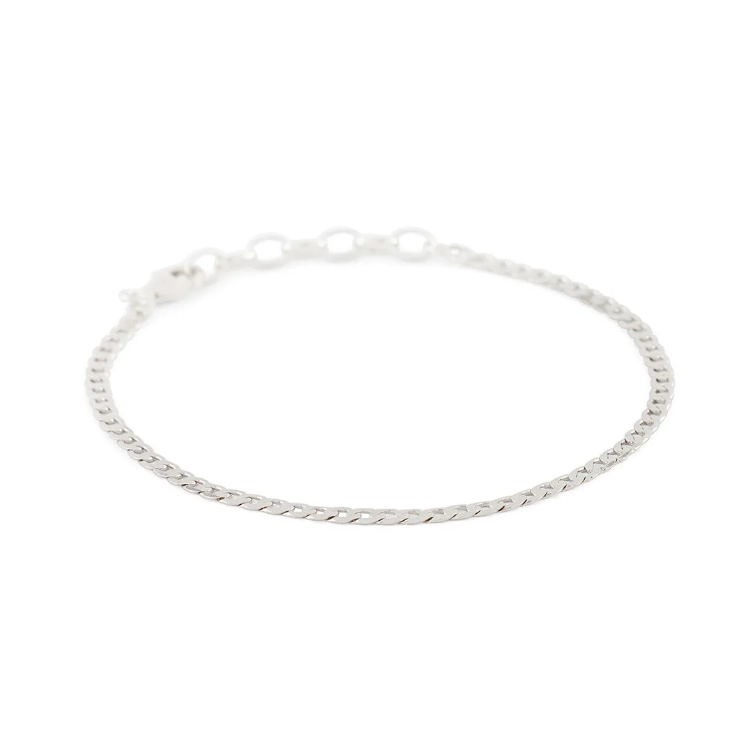 Silver Flat Cuban Chain Bracelet