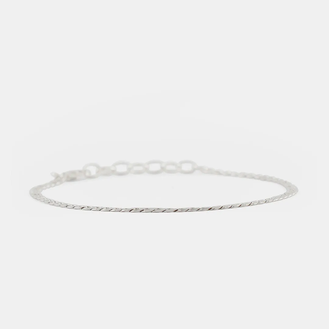 Silver Flat Cuban Chain Bracelet