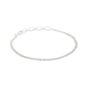 Silver Flat Cuban Chain Bracelet